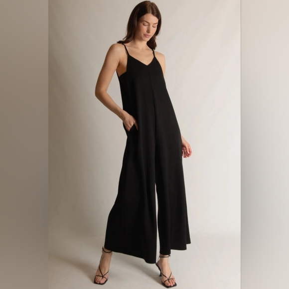 Buttermilk Collection V-Neck Wide Leg Jumpsuit - Picture 1 of 3